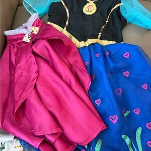 Anna Frozen Princess Costume with Pink and Blue Skirt